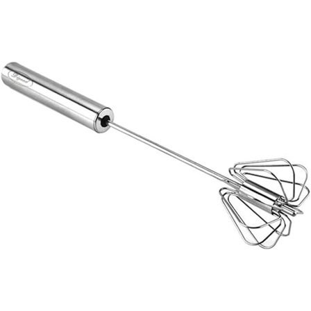 Rostfri Äggvisp, Handdriven Rotationsvisp Blender, Mångsidig Mjölkskummare, Blandare Omrörare för Blandning, Vispning, Omröring (12 tum) Silver