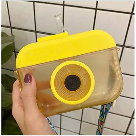 Vattenflaska Kameraform Vattenflaska 400ML Lämplig för Skola, Resor, Vandring och Utomhus (Färg: Gul)