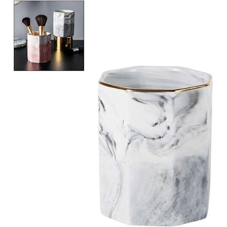 Keramisk pennholder, marmor mønster, pennekopp, pennholder, sminke