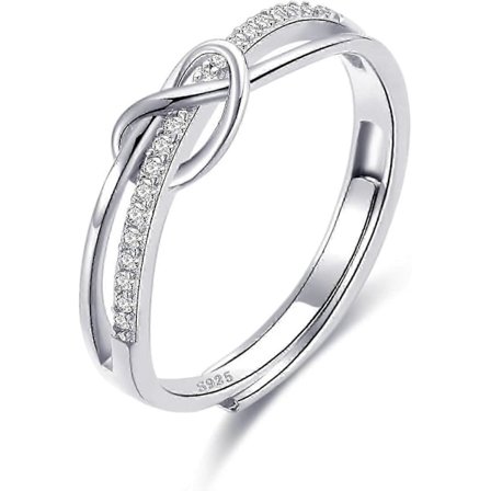 Eternal Bond Mor Dotter Ringar, Sterling Silver Knutring Set för Kvinnor, Justerbara Tumringar för Flickor