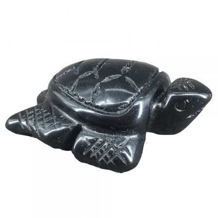 Sort Obsidian Ædelsten Skildpadde Krystal Statue, 5 cm Naturlig Palm Healing Sten Udskåret Figur Boligindretning