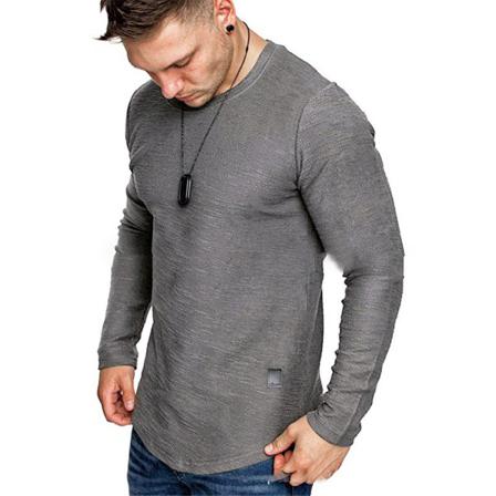 Långärmad T-shirt För Män Casual Tröja Med V-ringad Tröja