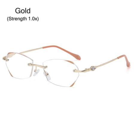 Båglösa läsglasögon Glasögon GULD STYRKA 1.0X Gold Strength 1.0x