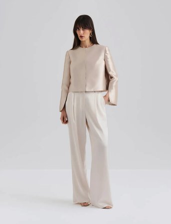 Malina Ruthie Cropped Long Sleeve Blouse - Cream - XL