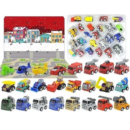 Adventskalender Bilar, Traktor, Lastbil - Julkalender 2024 Flerfärgad