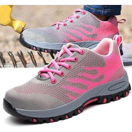 Sikkerhedssko til mænd og kvinder, sneakers med skridsikker stål tåhætte, åndbart mesh + let og behagelig + anti-punktur, sommer-36