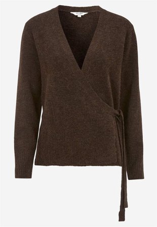 Cellbes of Sweden - Strikket cardigan med slå-om design i brun / meleret til damer i størrelse 50/52