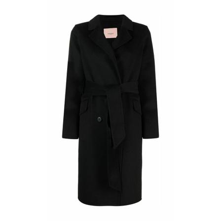 Twinset Belted Kappa svart, Dam Ullkappor, Dam, Storlek: 2XS