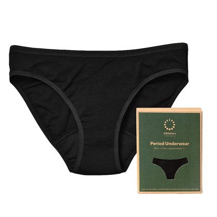 AllMatters Menstruationstrusse Bikini Let/Moderat Sort XS, Tøj & Bolig, Bind & Indlæg, Menstruationstrusser