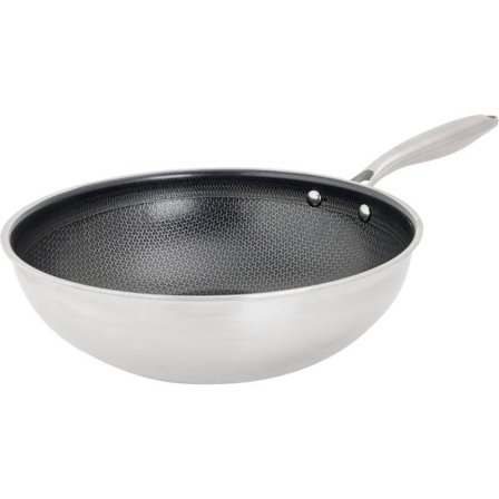 Wokpanna - MYSIG & TRENDY - HEXAPRO - Rostfritt stål - Ø24 cm - Non-stick - Lämplig för alla spishällar inklusive induktion