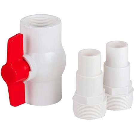 Kompatibel med AR512 På/Av-ventil för 38 mm och 32 mm diameter slang, kulventil med T-handtag, adapter för poolvattenavstängning
