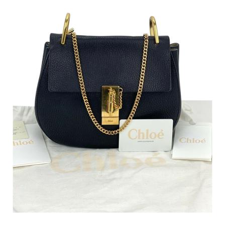 Chloé Pre-owned Grained Lambskin Mini Drew Shoulder Cross-body Taske B181 Sort, Dame Vintage Tasker, Størrelse: ONE Size