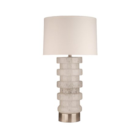 Lasinen lamppupöytä – 46x46x86cm, valkoinen/harmaa/hopea