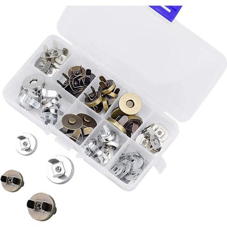 20 stk magnetiske knappspenner, 14mm 18mm magnetiske knapper trykknapp magnetisk spenne for tøypose, sy skinnklær, DIY-håndverk, bronse, sølv