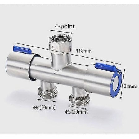 4-punkts kran treveisomkobler 1-i-2 adapter dobbelthode dual-purpose 1-i-2-ut vaskemaskin 4 vannfordelingsventil