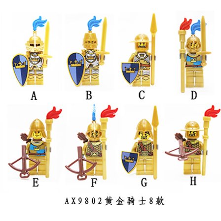 LOJO AX9802 Middelalder Ridder Serie Gullridder Byggeklosser Dukke Barnas Samlelek Toy