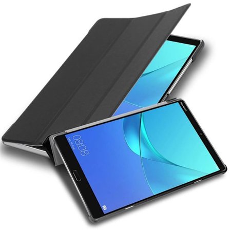 Etui för Huawei MediaPad M5 8 (8.4 tum) Fodral i SATIN SVART Tablet Case Täcker Skydd Auto Vakna Portfölj Wallet