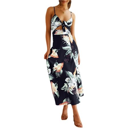 Naisten Y2k Kukkakuvioinen Spagettiolkaimellinen Selkämyksellinen Mekko Pitkä Bodyco