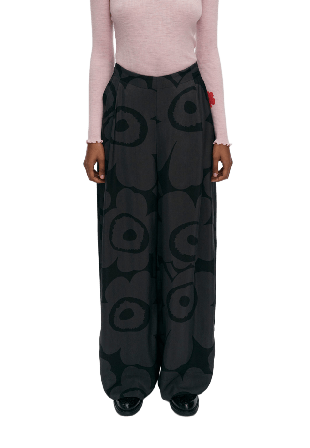 Marimekko Nähtävyys Unikko Trousers Byxor Dam Svart 34