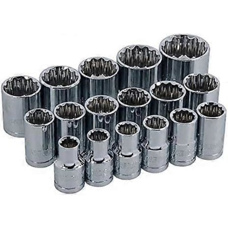 17 Dele 1/2" Topnøglesæt 12-kant topnøgler med Opbevaringskasse