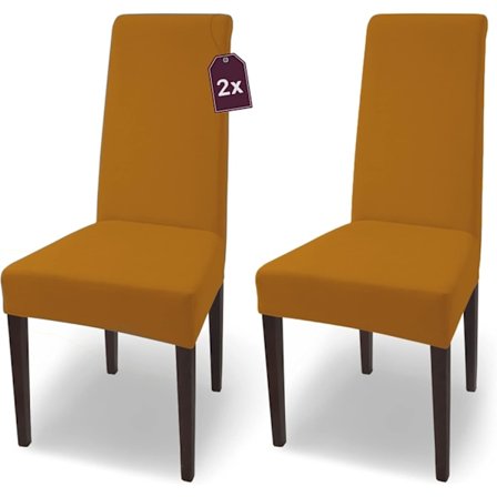 Kamel-farget elastisk stoltrekk i elastisk bomull/Sett med 2/Burgunder/Stretchtrekk/Trekk for stoler og seter