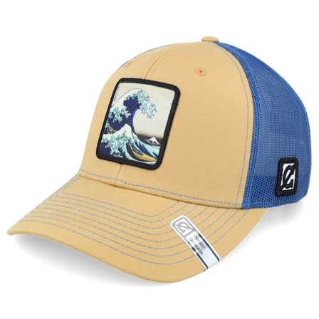 Public Domain - Beige trucker Lippis - Hokusai The Great Wave Biscuit/True Blue Trucker @ Hatstore