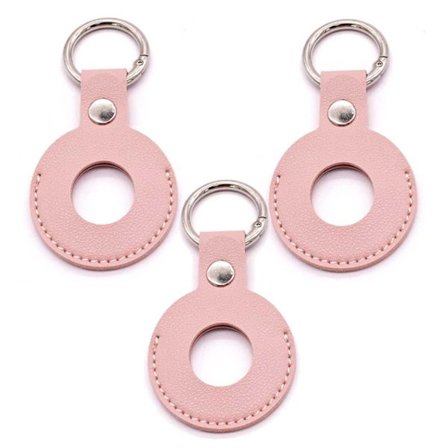3-Pack Apple Airtag Fodral Rosa PU Skinn Läder