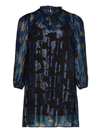 Mklea, L/S, Blk Dress Knelang Kjole Blå Zizzi*Betinget Tilbud