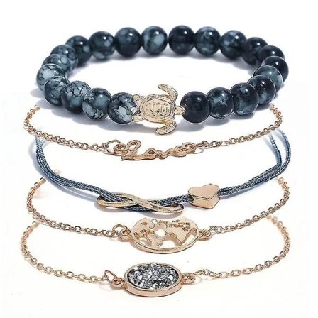 Armbåndssæt til kvinder, lagdelte armbånd justerbare manchetkæder elegante perler fine smykker stabelbare armbånd, bedste gaver til ham-suba...