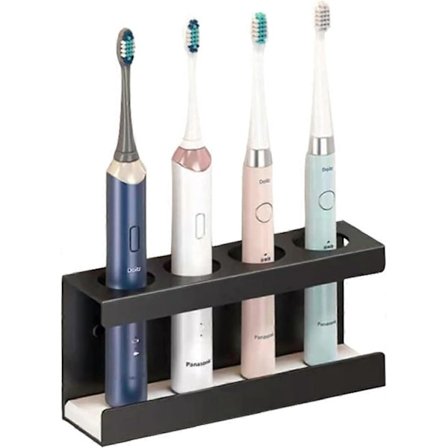 Tandbørsteholder, vægmonteret tandbørsteholder, elektrisk tandbørsteholder (Sort 4 huller)