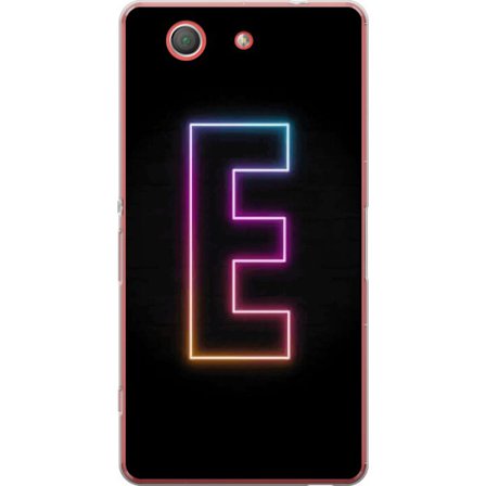 Yhteensopiva Puhelinkuori Sony Sony Xperia Z3 Compact Minimalistinen neonkirjain E kirkkaissa väreissä tummaa taustaa vasten modernissa ja tyylikkä
