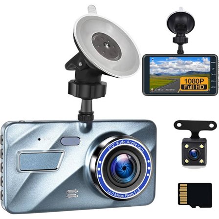 4" Dash Cam til bil for og bag med 32G TF-kort, 1080P FHD DVR-bilkamerasystem med Super Night Vision, G-sensor, WDR, parkeringsmonitor, loop-optagelse