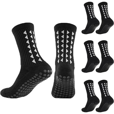 3 par halkfria sportstrumpor - fotbollsstrumpor med halkskydd - lämpliga för yoga, löpning, promenader - svarta