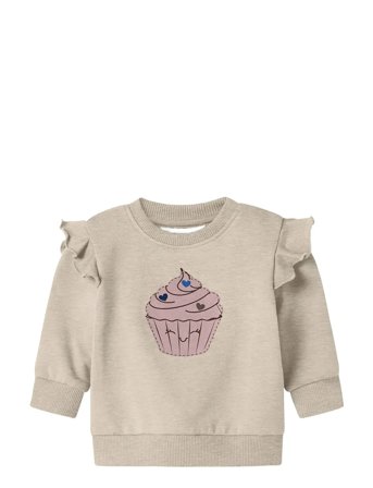 name it Nbfnilda Ls Sweat Bru - Cream - 74