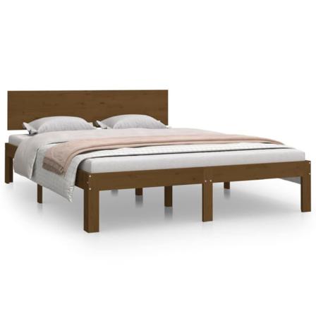 Vidaxl Sängram Honungsbrun Massivt Trä 150x200 Cm 5ft Brun