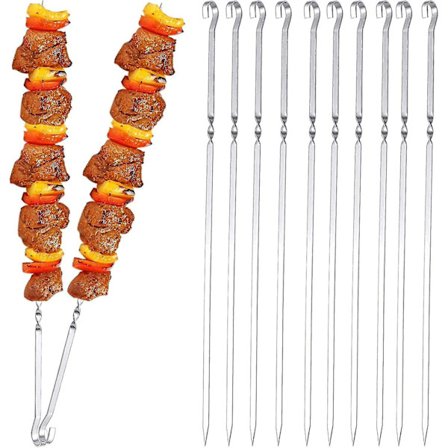 Grill Kabob Spid, 37,5 cm, Flat Shish Kebab Spid, 10-pakning