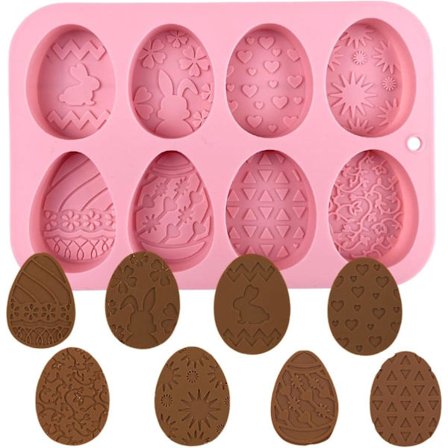 Crethink 1 stk. Påske Silikon Chokoladeforme 18 Hul Æg, Kanin, Kaninhoved, Kurv Former Form til DIY Chokolade, Slik, Gele_GET IT Gaver