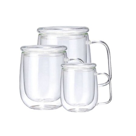 3 stk. 250-450ML Varmebestandig Dobbeltlags Tekop Øl Kaffe Håndlavet Kold Drik Transparent