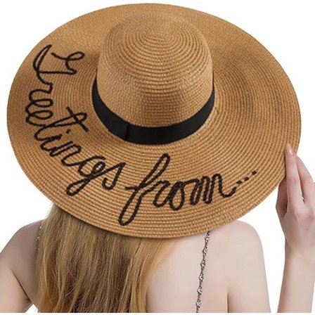 Regnhette Dame Sommer Bred Halmhatt Strand Foldbar Solhatter Floppy Rull Opp Beskyttelse Solhette UPF 50+ Caps Solhatt Muslin, En Størrelse