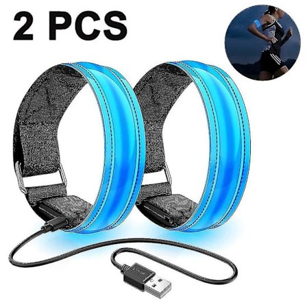 2 stk. løbelys til løbere, genopladelig LED-armbind, refleks