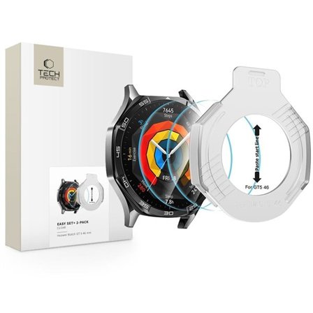 Tech-Protect Easy Set+ 2-pack härdat glas för Huawei Watch GT 5 46 mm - transparent