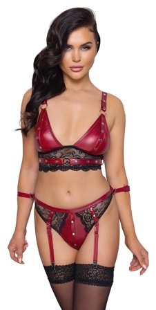 BRA SET BONDAGE - RED - Cottelli Collection Bondage