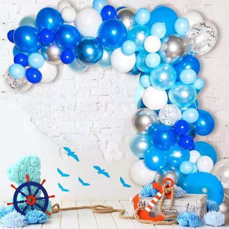 Blå ballongbåge Baby Blue Ballong Garland Kit, Metallic Macaron