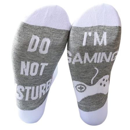 Perfekta Unisex nyhetsstrumpor "I'm Gaming, Don't Disturb." Mjuka strumpor - Perfet White & Grey