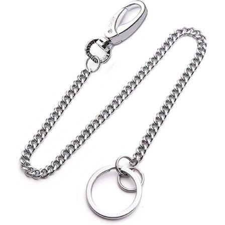25 cm rustfri stål kæde til at hænge nøgler eller pung på bukser, til kvinder eller/og mænd, fra Liangery (sølv)[CO]