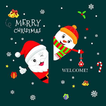 2023 Juldekorationer Klistermärken För Hem Vägg Och Fönster Navidad Ornament Nyår Jul Rum Inredning PVC Klistermärken Welcome 45x60cm
