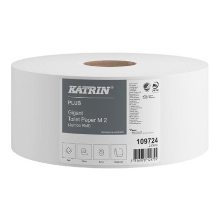KATRIN Toalettpapper Plus Gigant M2 2-lagers, 100 mm, vit 6/fp - Lyreco - Städ och hygien - Toalettpapper och torkpapper - Toalettpapper - rulle