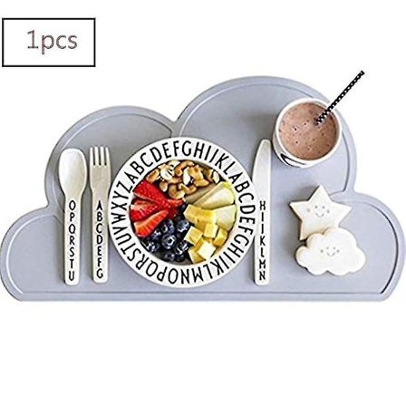 1 st Bordstabletter för barn Molnformad silikon Vattentät bordstablett Bordsmatta (grå)