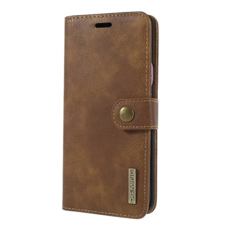 DG.MING Plånboksfodral 2-i-1 Split Leather för Samsung Galaxy S9 Plus - Brun