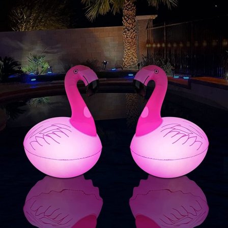 2 st Sol Flamingo Poollampor, Flytande, Vattentät Glow-in-the-Dark Uppblåsbara Sol Flamingo Lampor för Pool